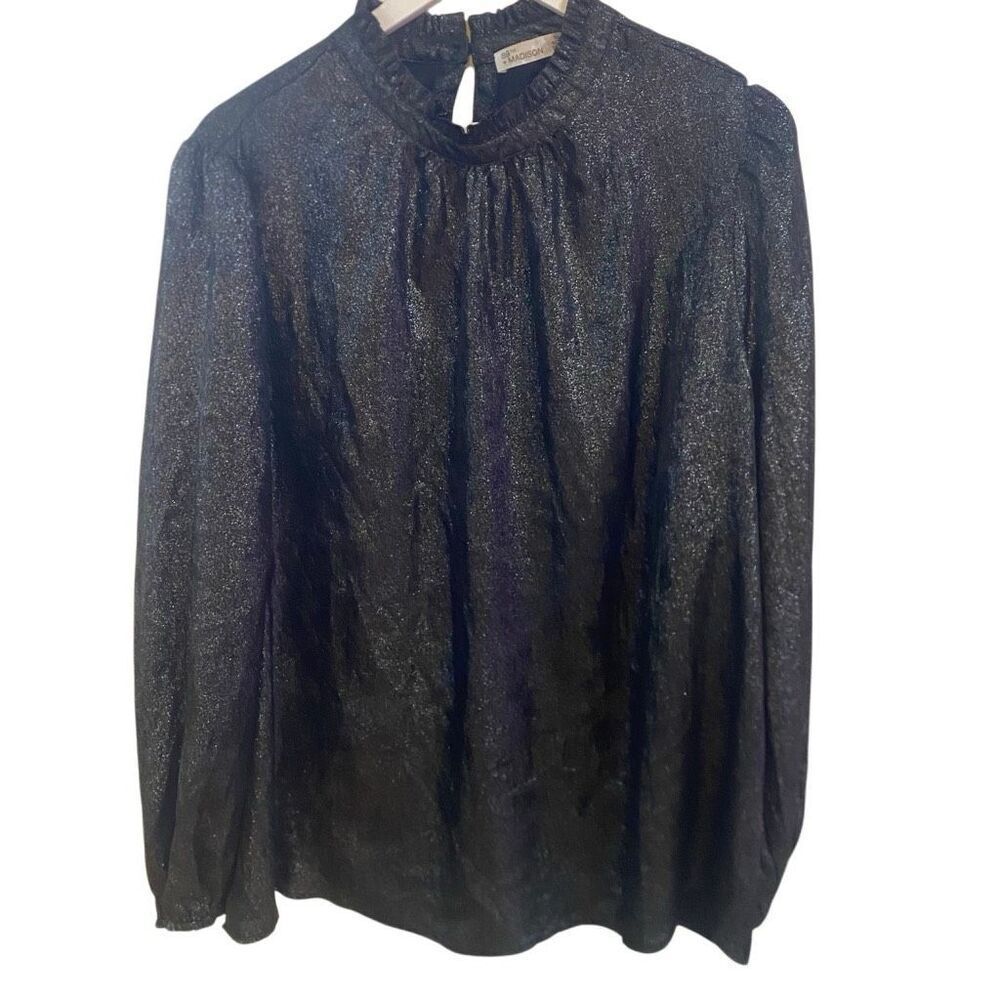 89th & Madison size 2Xl long sleeve sparkly blouse black